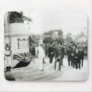 De onthulling van de herdenking van de oorlog muismat