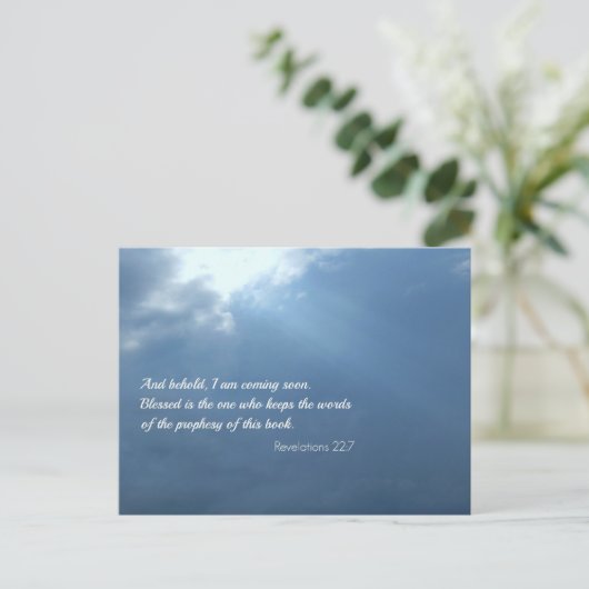 De onthullingen 22:7 en ik denk dat ik snel... briefkaart (Staand voorkant)