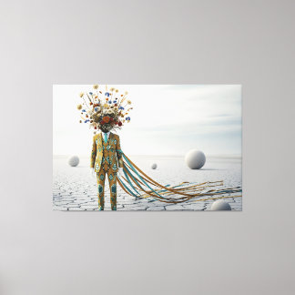 De Ontluikende Geest: Surrealistische Bloemrijke W Canvas Afdruk