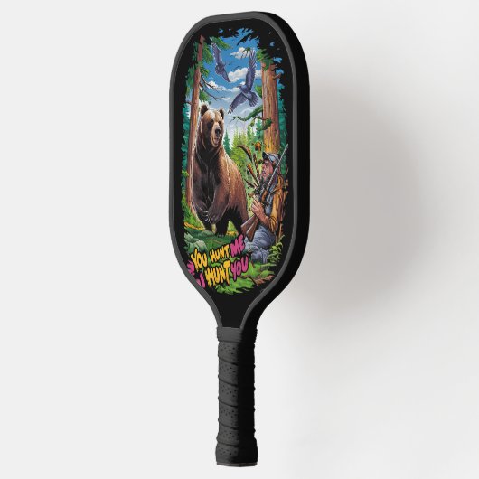 De Ontmoeting beer jacht humoristisch Pickleball Paddle (Links)