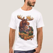 De Ontmoeting eland jacht humoristisch T-shirt (Voorkant)