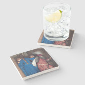 De ontmoeting op de torenttrap (F.W. Burton) Stenen Onderzetter (Zijkant)