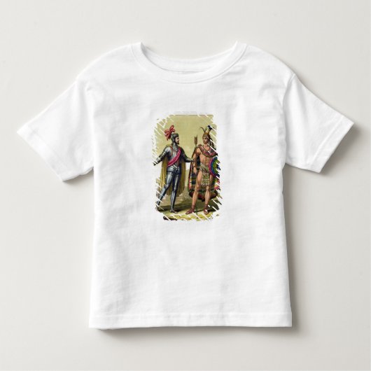 De ontmoeting tussen Hernando Cortes (1485-1547) Kinder Shirts (Voorkant)