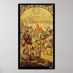 De ontmoeting tussen Hernando Cortes Poster