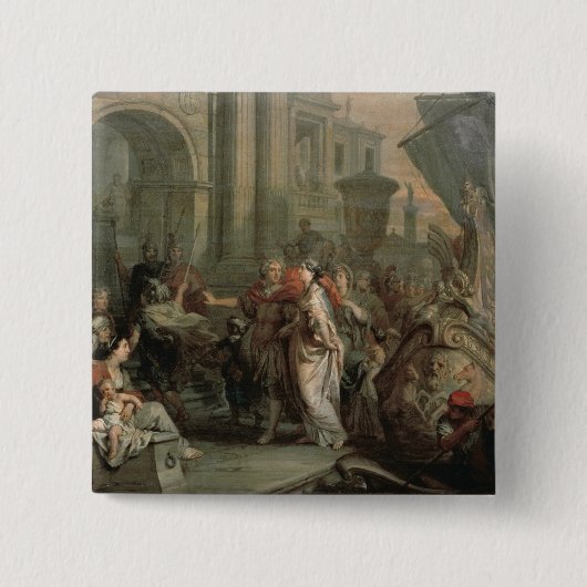 De ontscheping van Cleopatra in Tarsus (olie op Vierkante Button 5,1 Cm (Voorkant)