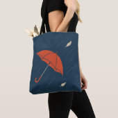 De ontsnappende paraplu - Minimal Rainy Mood Art Tote Bag (Dichtbij)