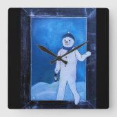 De ontsnapping van de sneeuwman Schilderij van Alf Vierkante Klok (Voorkant)
