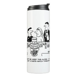 De Ontvangingsbruidegom van het huwelijk heeft een Thermosbeker