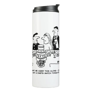 De Ontvangingsbruidegom van het huwelijk heeft een Thermosbeker