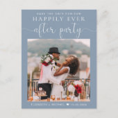 De Ontvangst van het huwelijk Foto Dusty Blue spar Aankondigingskaart (Voorkant)