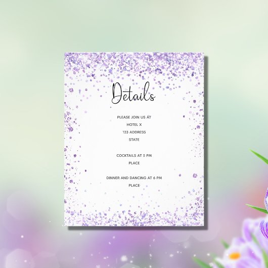 De ontvangstdetails van de bruiloft schenden glitt flyer