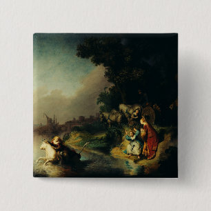 De Ontvoering van Europa door Rembrandt Vierkante Button 5,1 Cm