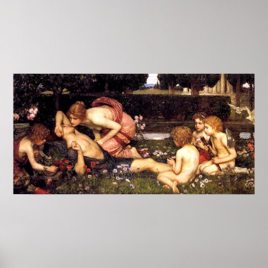 De ontwaking van Adonis door John William Waterhou Poster (Voorkant)