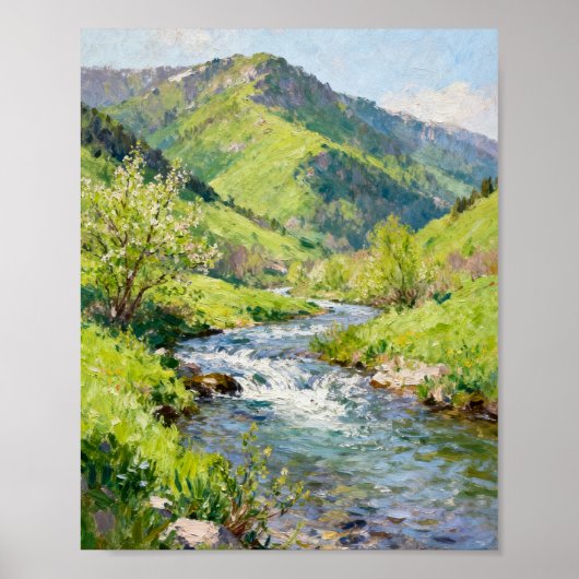 De ontwaking van de Alpenvallei: Een lente beek Poster (Voorkant)