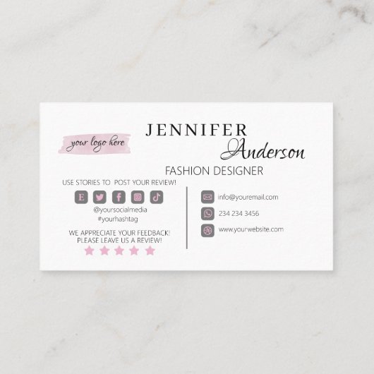 De Ontwerper van de Mode van het Visitekaartje naa (Achterkant)