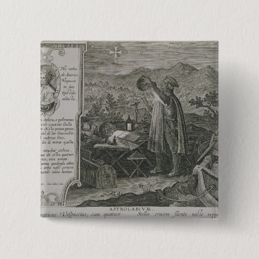 De ontwikkeling van de Astrolabe van de Mariner Vierkante Button 5,1 Cm (Voorkant)