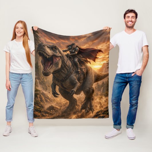 De onverschrokken dinosauriusrijder fleece deken (In situ)