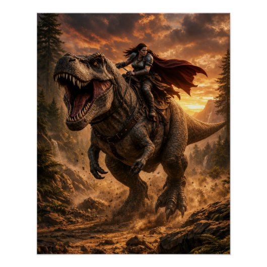 De onverschrokken dinosauriusrijder perfect poster (Voorkant)