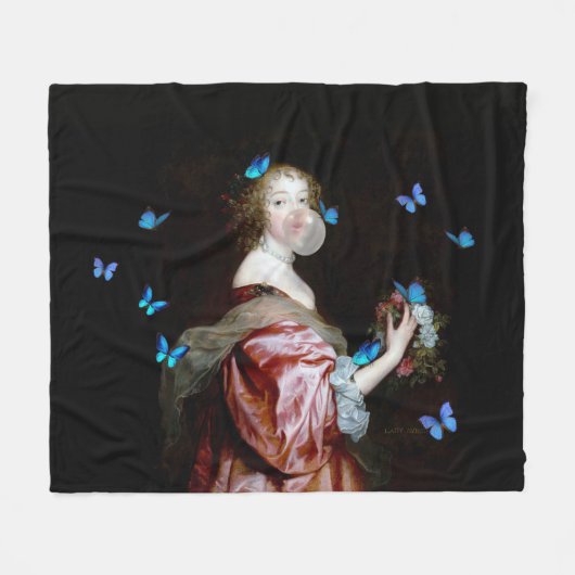 De Onverwachte Aankomst van Blauwe Vlinders Fleece Deken (Voorkant (Horizontaal))