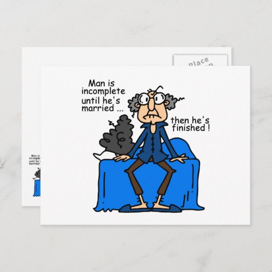 De onvolledige dan Gebeëindigde Humor van het Briefkaart (Voorkant / Achterkant)