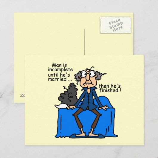 De onvolledige dan Gebeëindigde Humor van het Briefkaart (Voorkant / Achterkant)