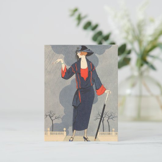 De onvoorziene regen van George Barbier Briefkaart (Staand voorkant)