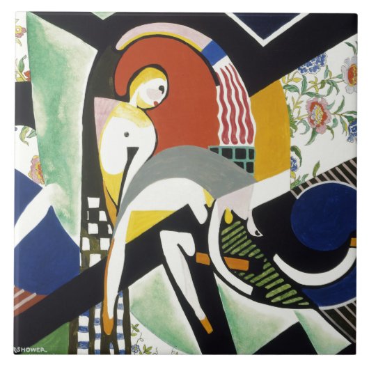 De onweersbui, kleurrijk kunstwerk tegeltje (Voorkant)