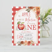 De oogappel wordt één Herfst jarig Kaart (Staand voorkant)