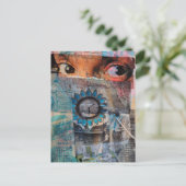 De Oogbollen abstracte junk journal Collage Briefkaart (Staand voorkant)
