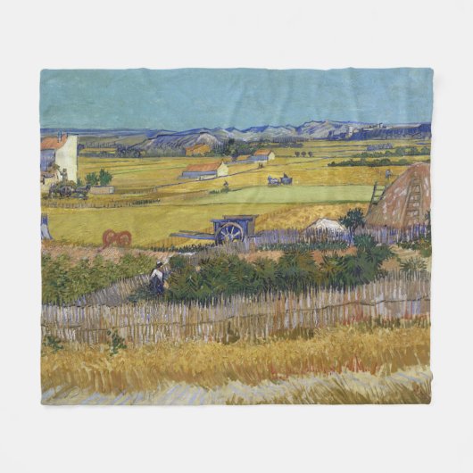 De oogst bij La Crau Vincent Van Gogh Fleece Deken (Voorkant (Horizontaal))