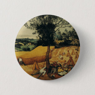 De Oogst by Pieter Bruegel de Oude Ronde Button 5,7 Cm