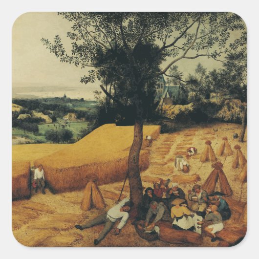 De Oogst by Pieter Bruegel de Oude Vierkante Sticker (Voorkant)