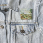 De oogst of de zomer vierkante button 5,1 cm (In situ)