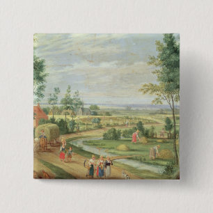 De oogst of de zomer vierkante button 5,1 cm
