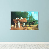 De oogst Wagon Canvas Afdruk (Insitu (Houten vloer))