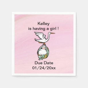De Ooievaar Brengt een Baby Meisje Servetten