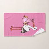 De ooievaar en het baby meisje handdoek (Handdoek)