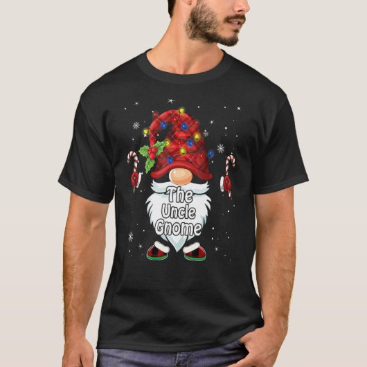 De oom Gnome Kerstfeest Funny Matching Familie T-shirt (Voorkant)