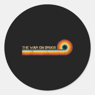 De oorlog tegen drugs retro strepen musicus Vintag Ronde Sticker