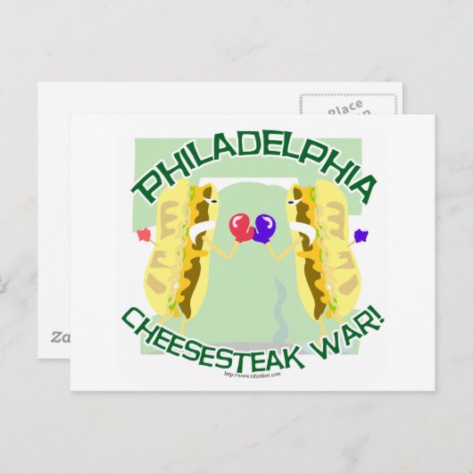 De Oorlog van Cheesteak van Philly Briefkaart (Voorkant / Achterkant)
