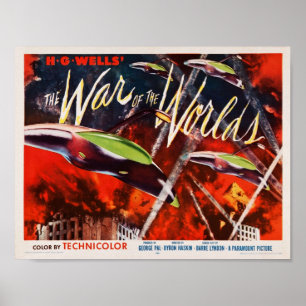 DE OORLOG VAN DE WORLDS Retro SciFi Film HG Wells Poster