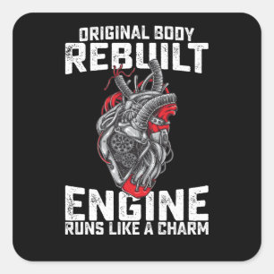 De oorspronkelijke carrosserie-herbouwde motor dra vierkante sticker