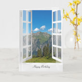 De Oostenrijkse Alpen-scène in het raam Kaart (Gele Bloem)