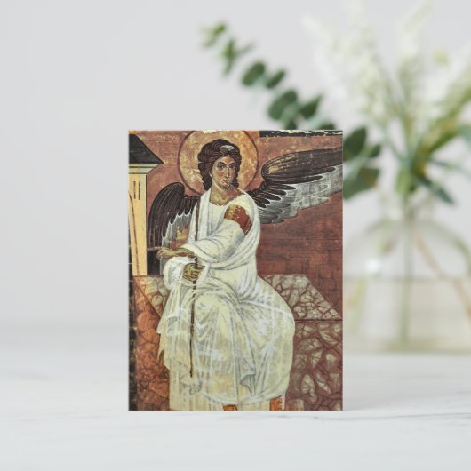 De oosters-orthodoxe Christelijke witte engel Briefkaart (Staand voorkant)