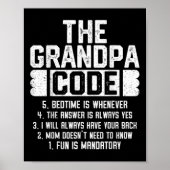 De Opa Code Cool Grootvader Joke Vaderdag Poster (Voorkant)
