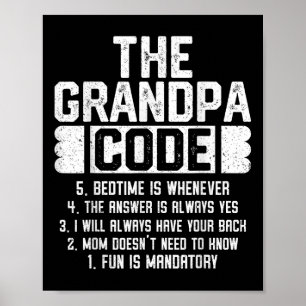 De Opa Code Cool Grootvader Joke Vaderdag Poster