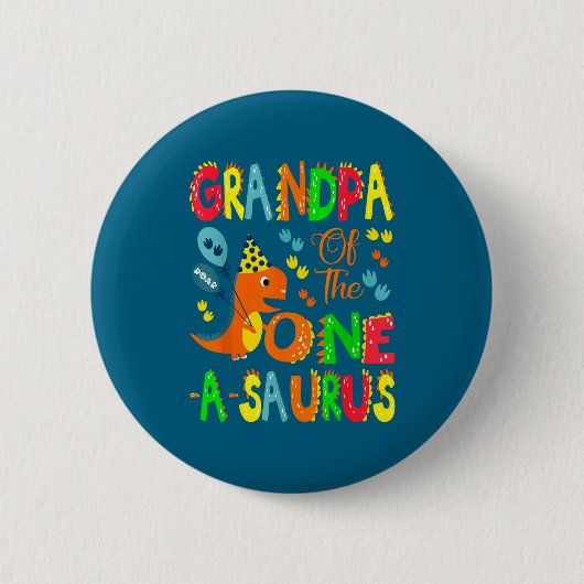 De opa Saurus 1e verjaardag dinosaurus Ronde Button 5,7 Cm (Voorkant)