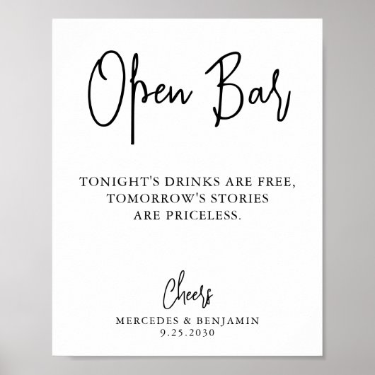 De Open Bar van het huwelijk Moderne Calligrafie G Poster (Voorkant)