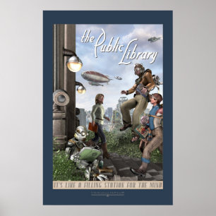 De openbare bibliotheek - rechter paneel (20x30 in poster