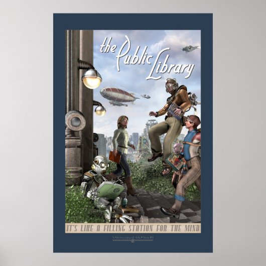 De openbare bibliotheek - rechter paneel (20x30 in poster (Voorkant)